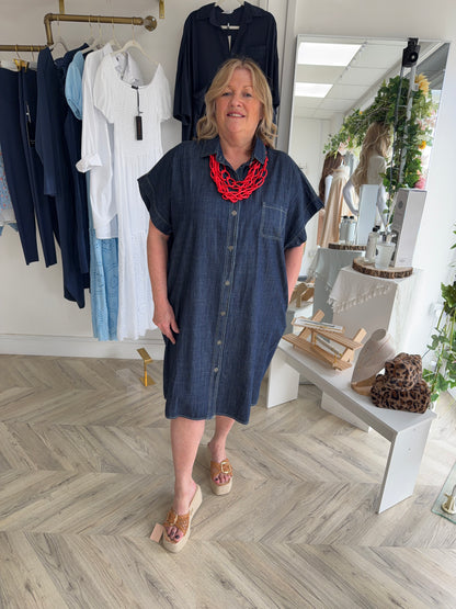 Genevieve Dark Denim Midi Dress
