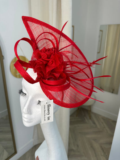 Cassidy Half Disc Fascinator - RED