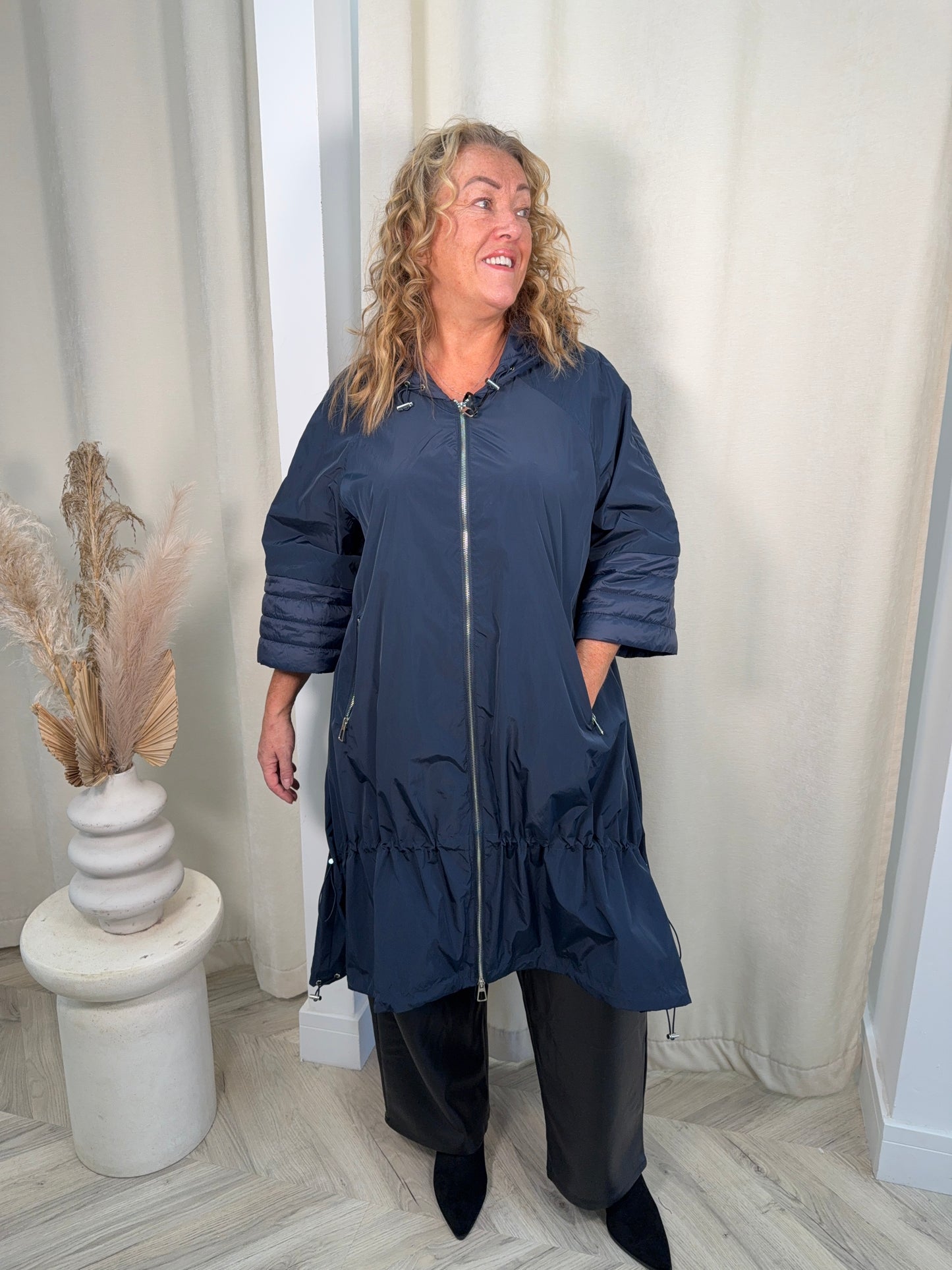 Thora Maxi Rain Coat - Navy