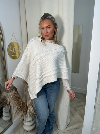 Gabriella Shimmer Cape/Poncho - Cream