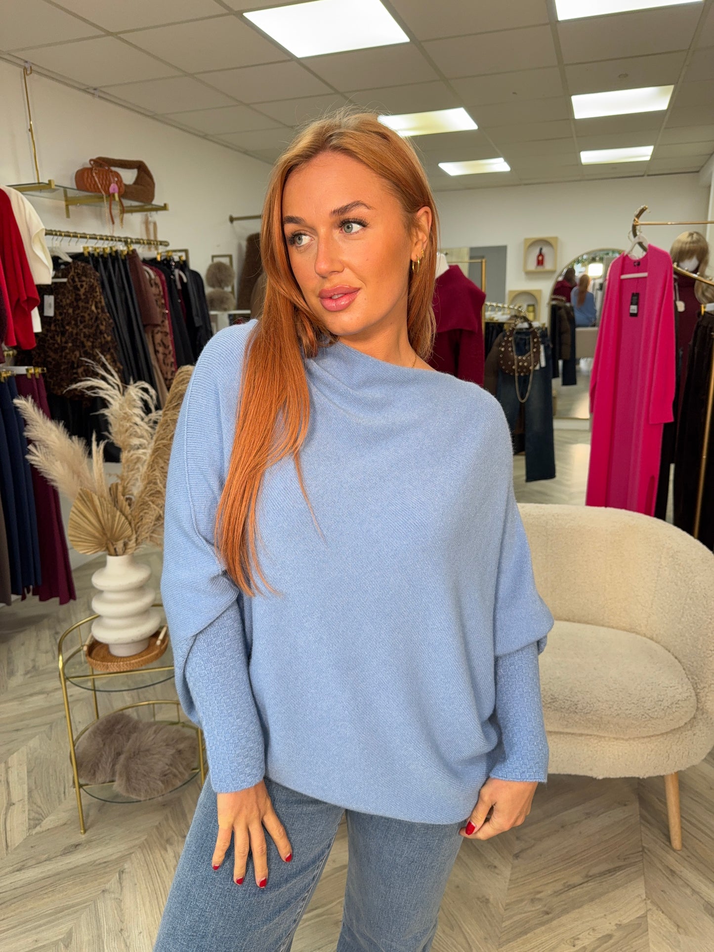 Erika Asymmetric Jumper - DUSTY BLUE