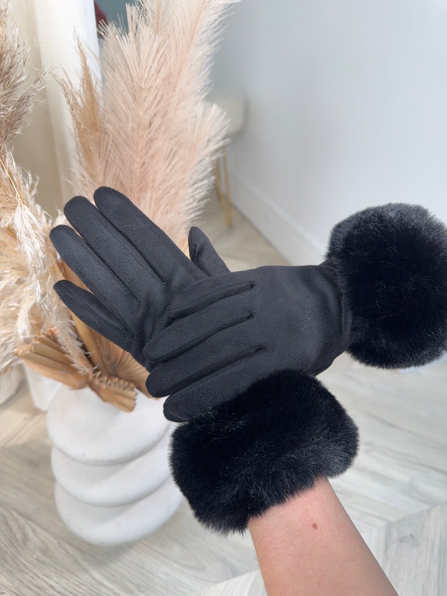 Odette Fur Glove - Black