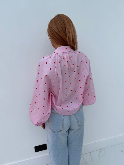 Amélie Heart Blouse - Pink