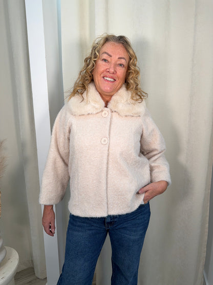 Regan Fur Cape - Cream