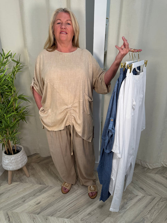 CURVE Natalie Linen Ruched Two Peice
