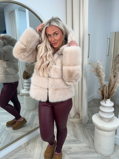 Sherry Hooded Fur Coat