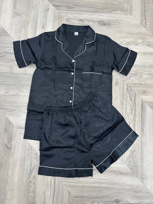 Satin Black Short Pjs