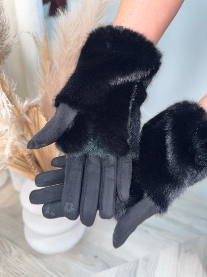 Milan Fur Gloves - Black