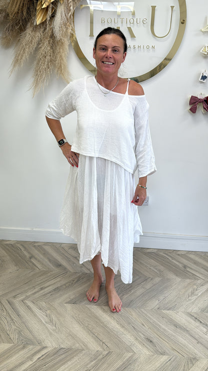 Elenor Maxi Dress & Coverup - White