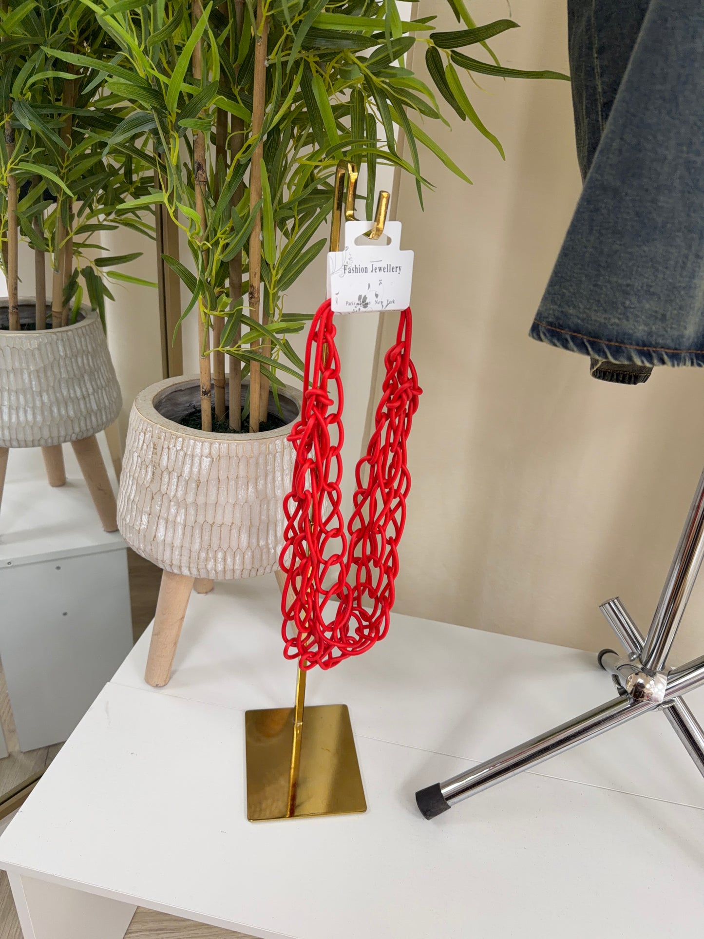 Salty Hoop Necklace - Red