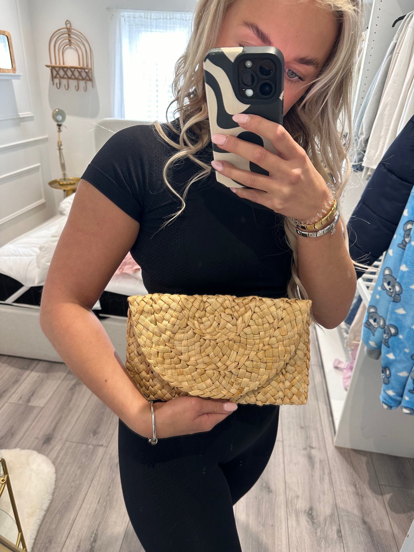 Beige Crochet Bethany Clutch Bag