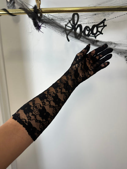 Black Long Lace Gloves