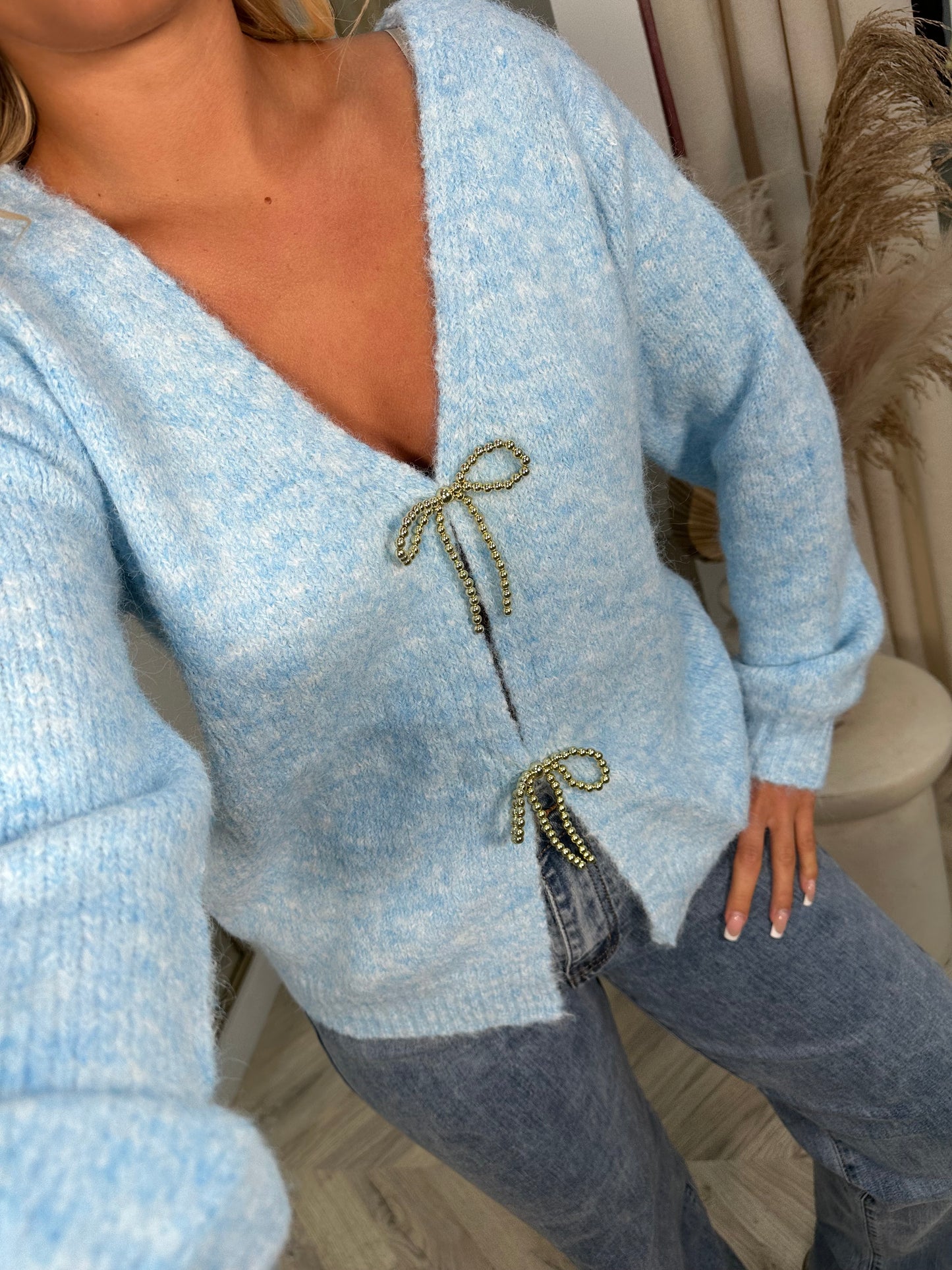 Cindy Bow Sweater - Ocean Blue