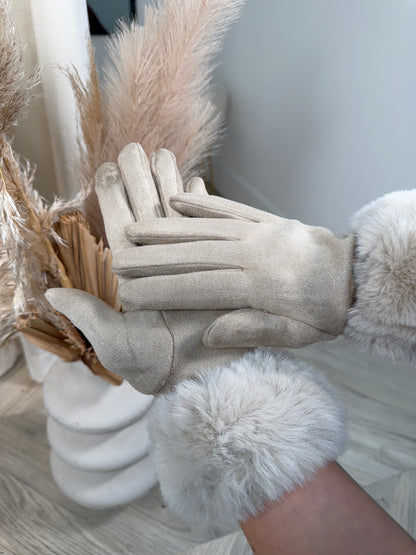 Odette Fur Glove - Beige