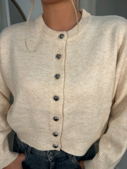 Cream Abbey Buttoned Cardigan