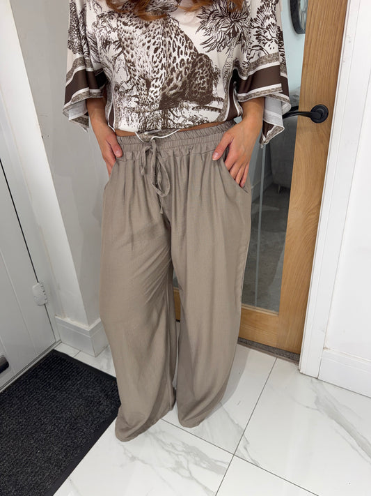 Charlotte Wide Trousers - Mushroom