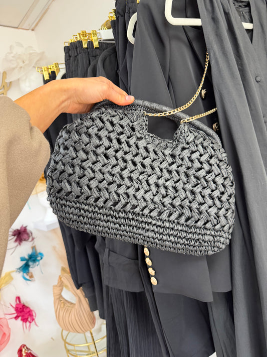 Breya Crochet Handbag - Black