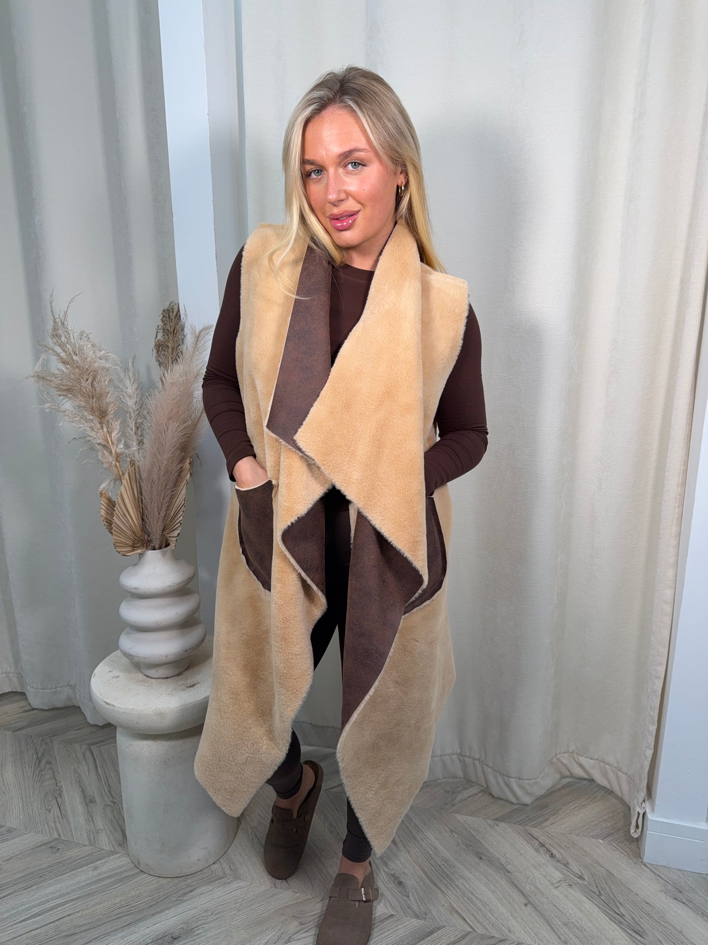 Embry Fur Lining Gillet - Brown