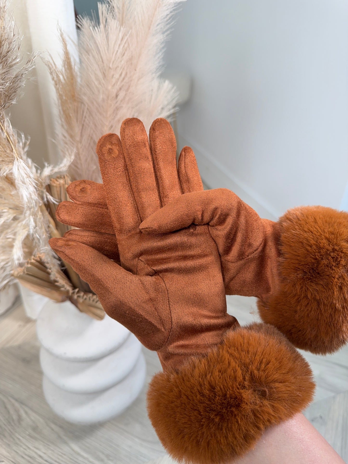 Odette Fur Glove - Tan