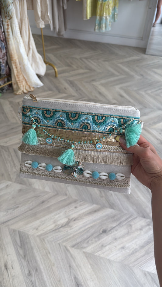 Boho Clutch Bag - Turquoise