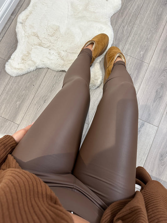 Mocha Brown Leather Leggings