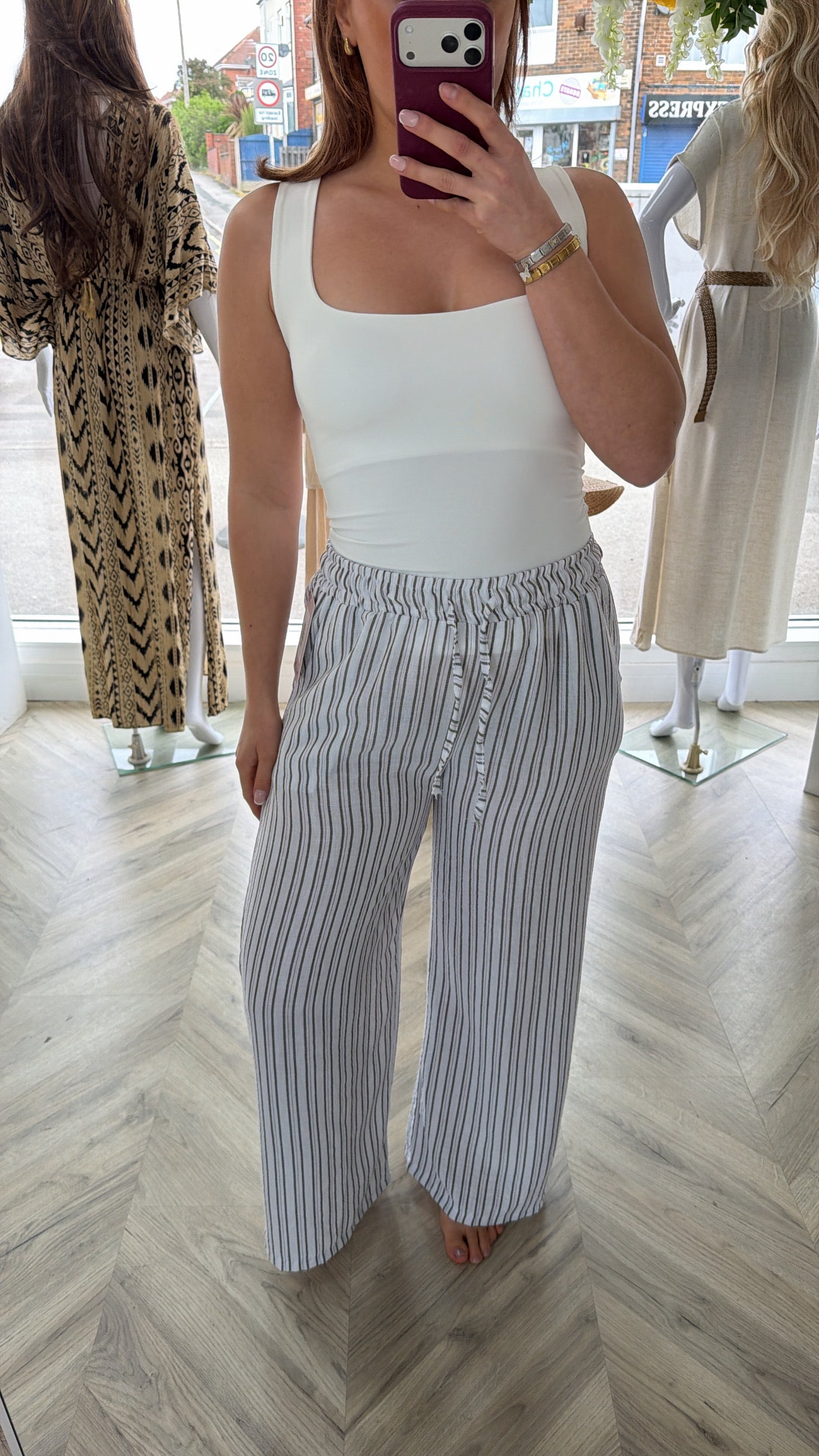 Ophelia Pinstriped Wide Trouser - Black