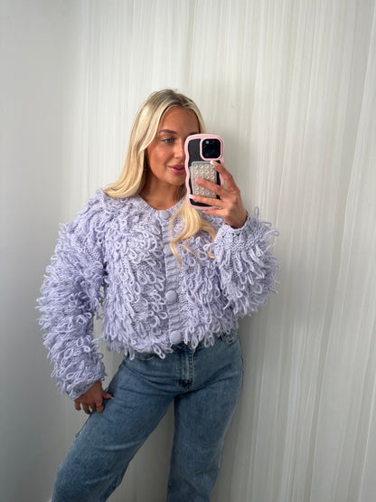 Minnie Frayed Cardigan - Lilac