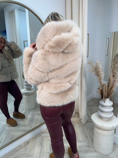 Sherry Hooded Fur Coat