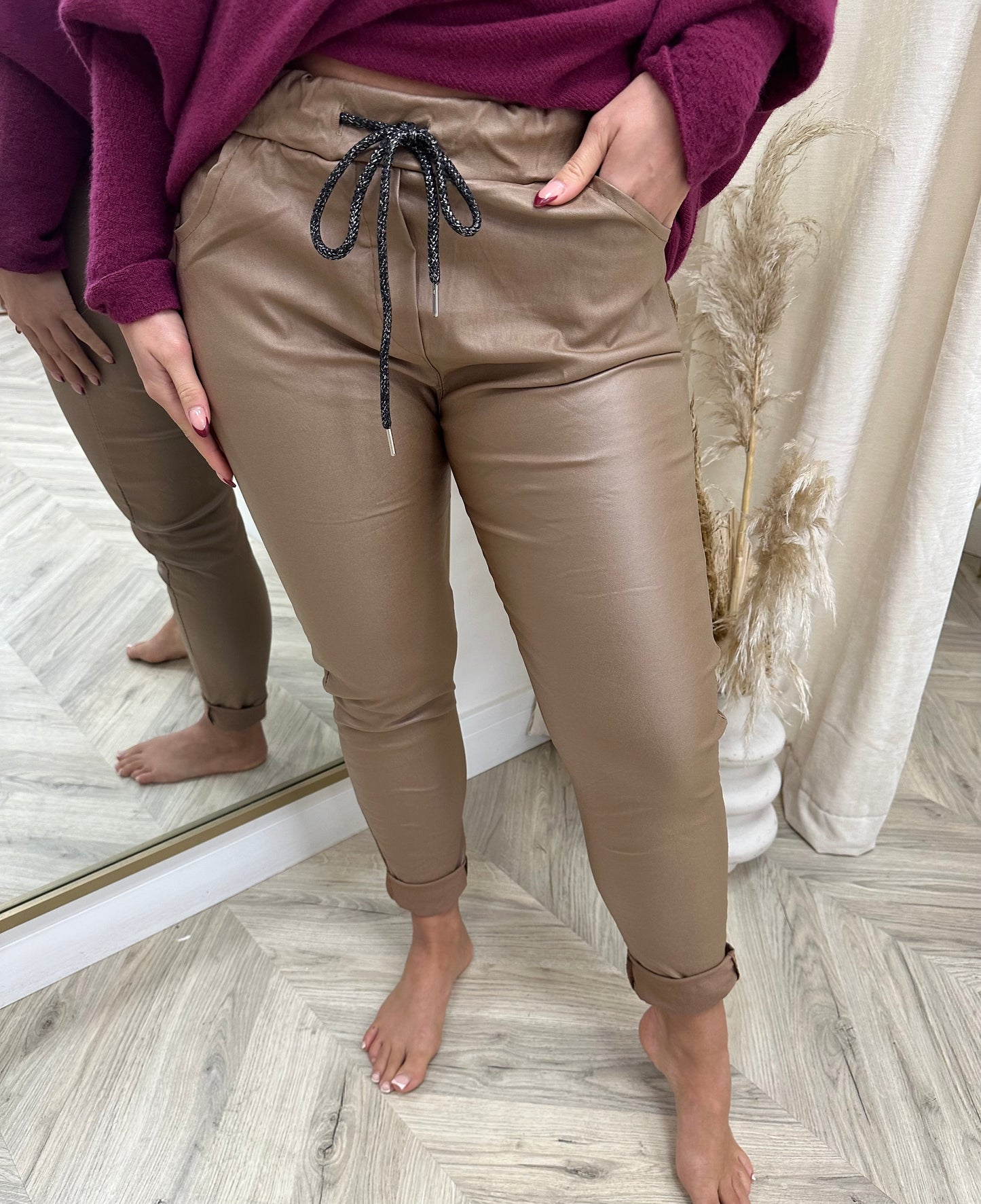 Brown Leather Magic Pants