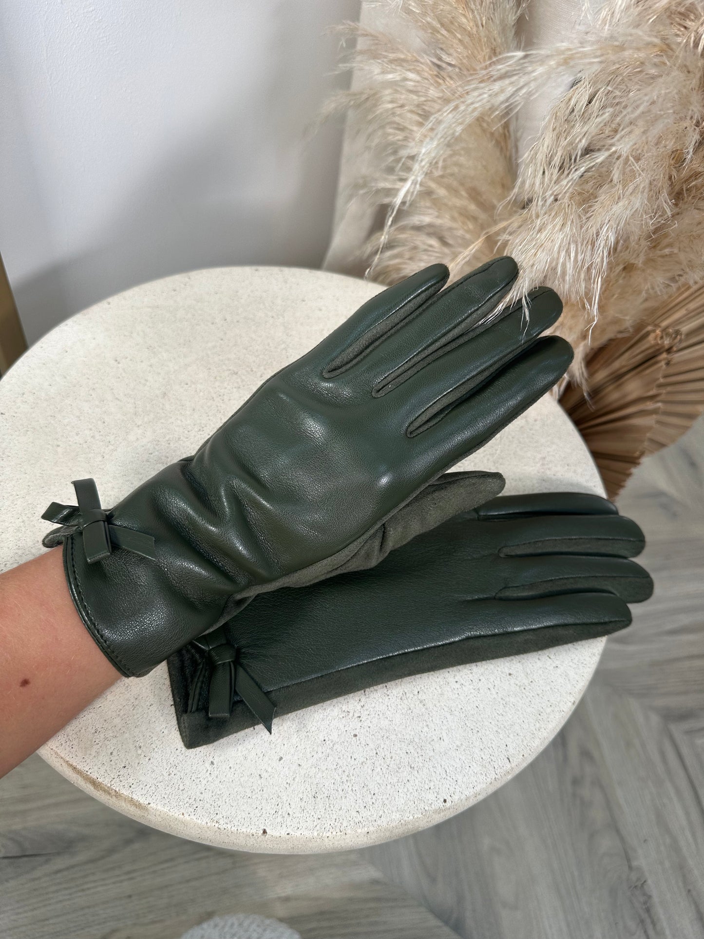 Leather Brenda Gloves - Khaki