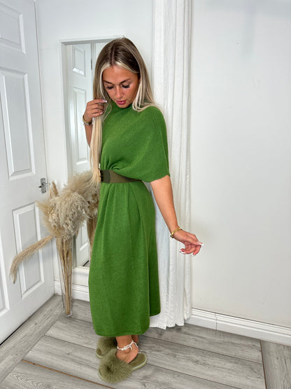 Forest Green Erika Maxi Fine Knit Maxi Jumper Dress