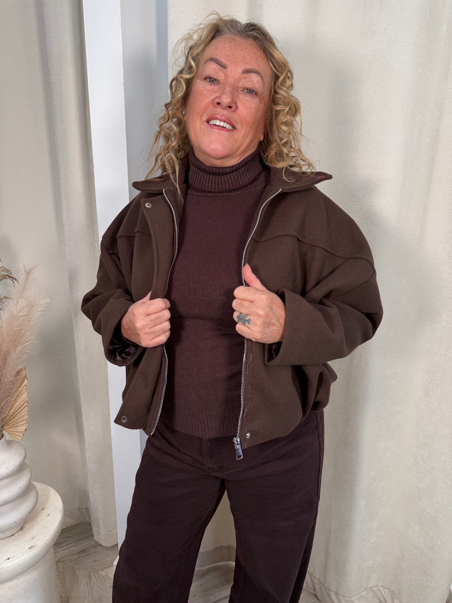 Siana Bomber Jacket - Dark Brown