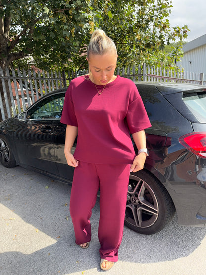 Maya Cotton Two Piece Tracksuit - Burgundy