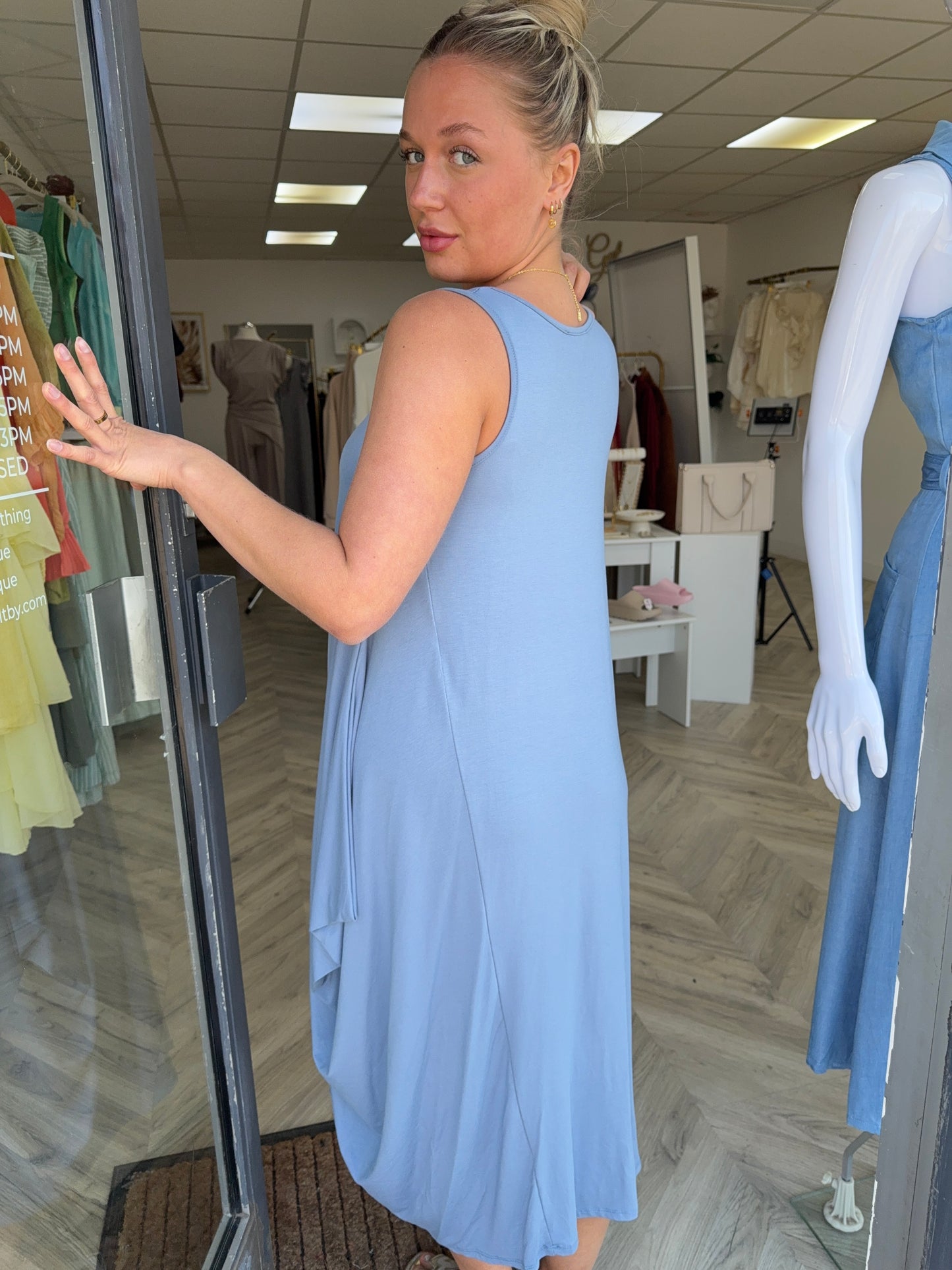 Megan Parachute Dresse - Denim Blue