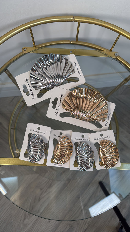 Metalic Shell Hair Clips