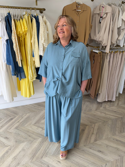 Isolde Pocketed Top - Steel Blue
