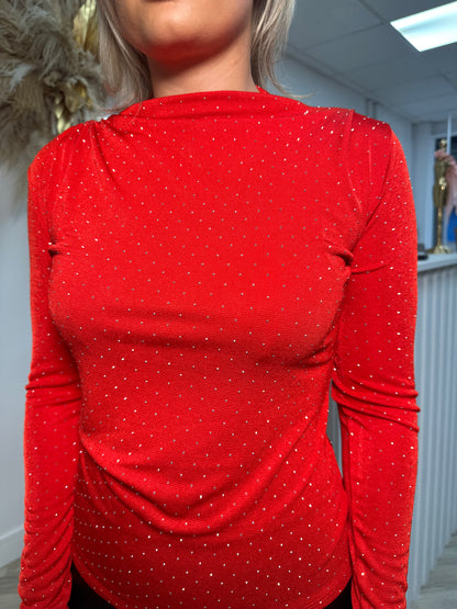 Beeba Slinky Diamanté Top - RED