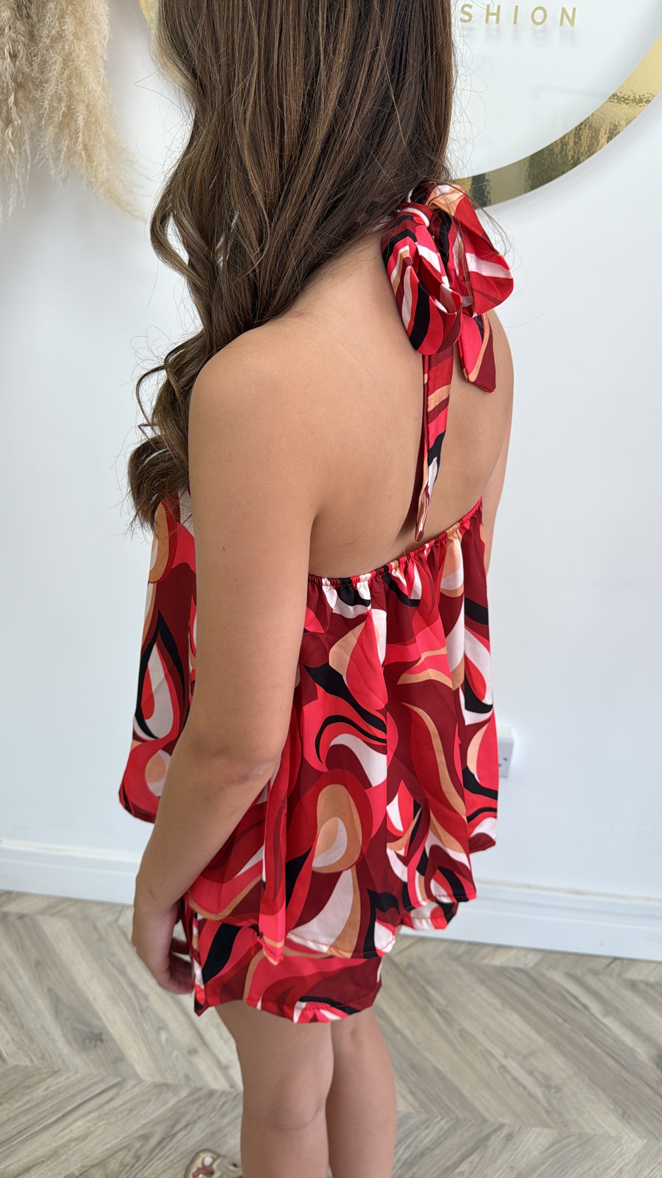 Jess Silk Halter-neck Two Peice - Red
