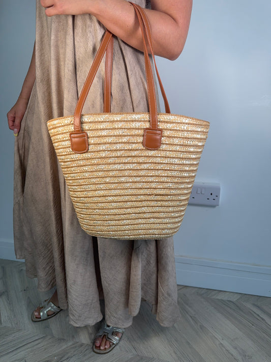 Becky Straw Bucket Bag