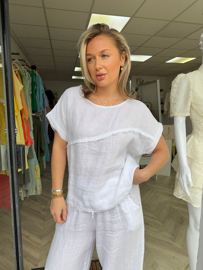 Camila Linen Top - White