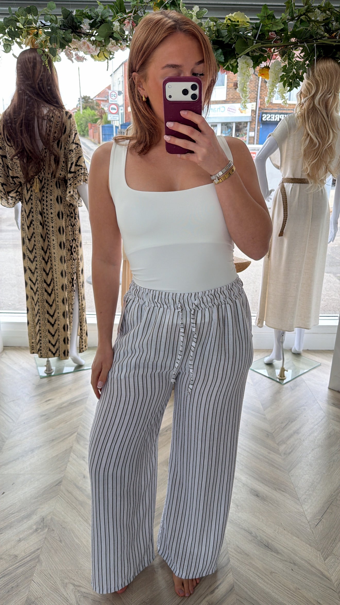 Ophelia Pinstriped Wide Trouser - Black