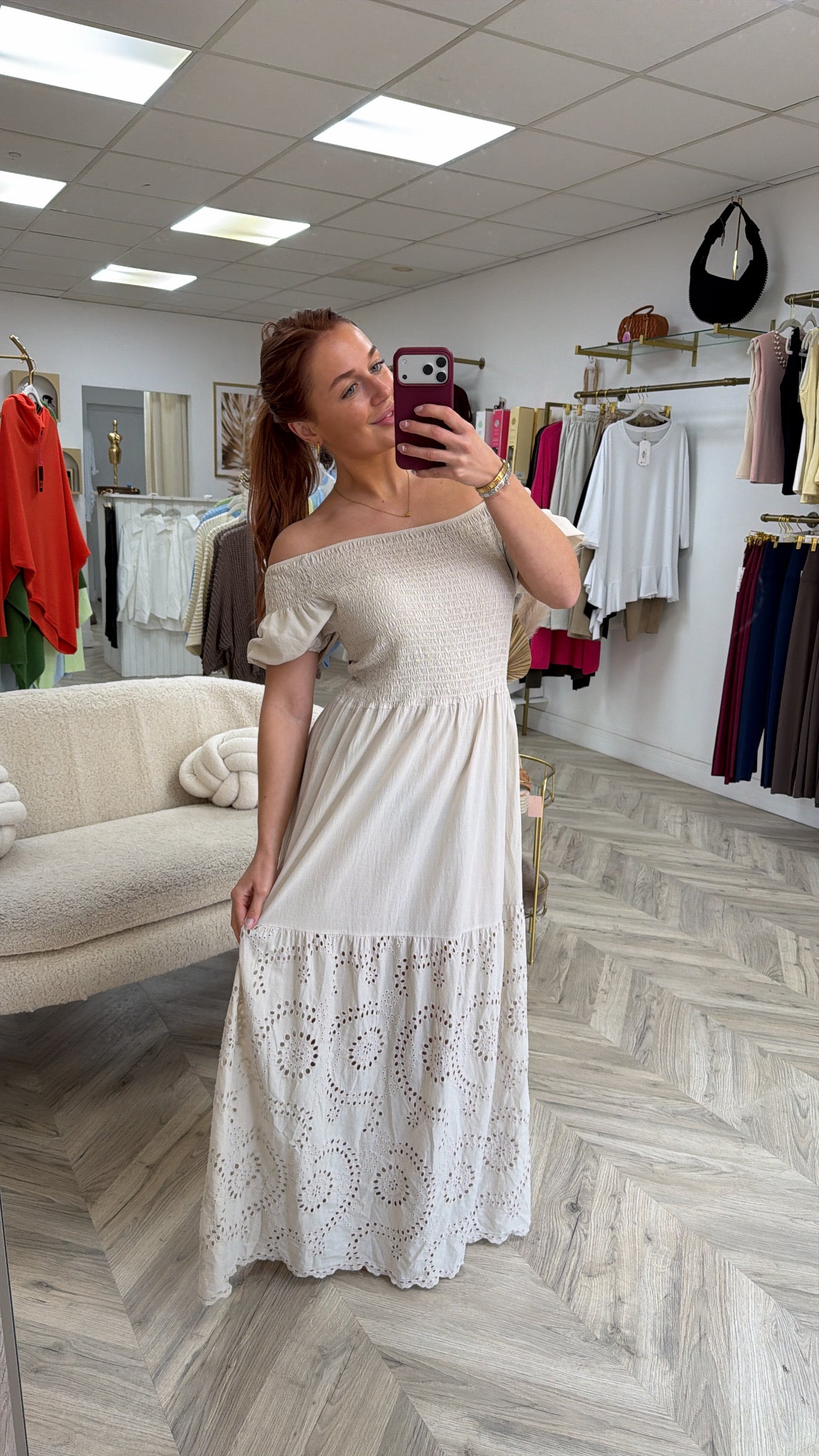 Lottie Puff Sleeve Maxi Dress - Oatmeal Beige