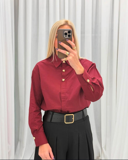 Burgundy Gold Buttoned Shirt