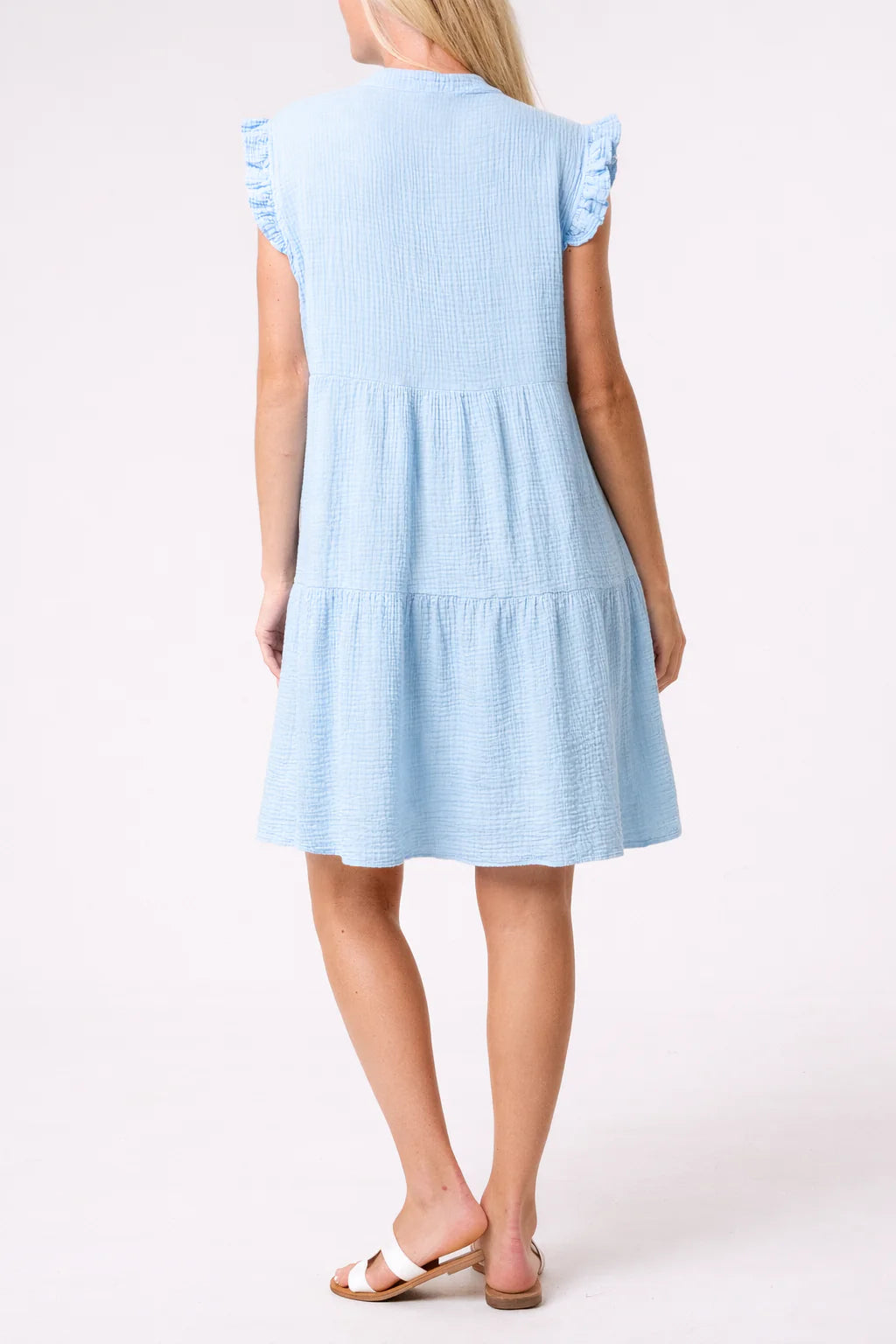 Cleo Cheesecloth Midi Dress - Pale Blue