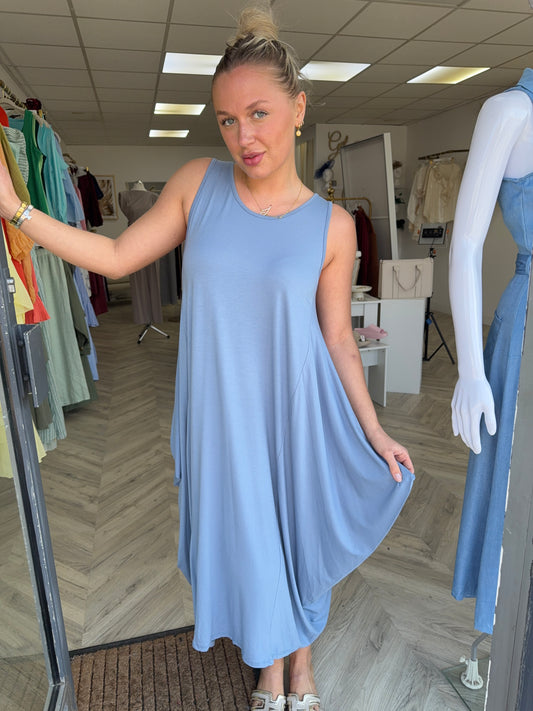 Megan Parachute Dresse - Denim Blue
