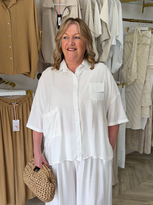 Isolde Pocketed Top - White