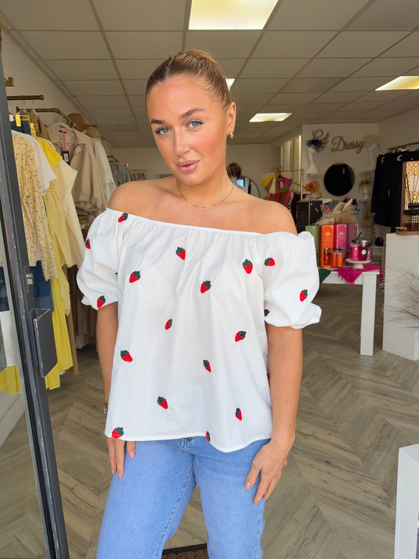 Strawberry Puff Sleeve Top