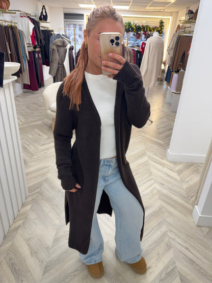 Erika Long Maxi Cardigan - Dark Brown