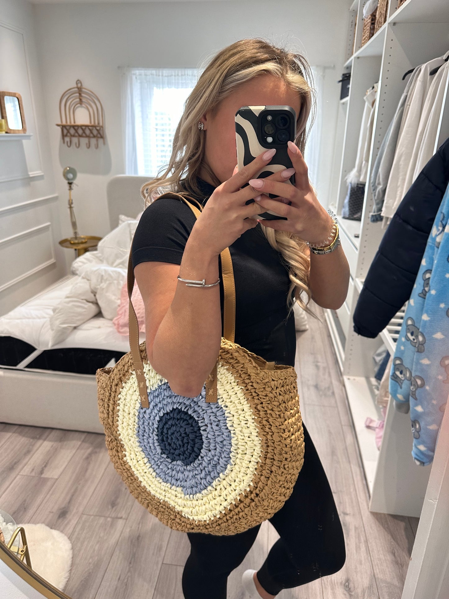 Brown Crochet Stella Circular Shoulder Bag