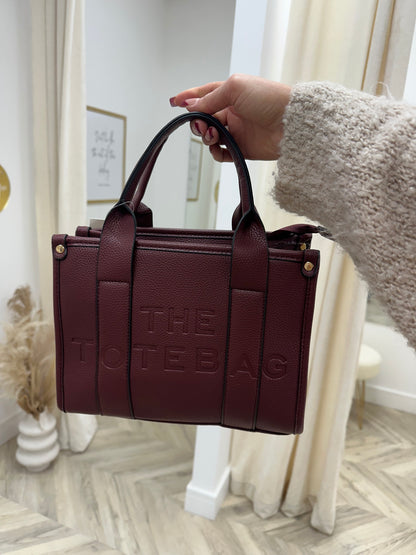 Medium Leather Tote Bag - Burgundy